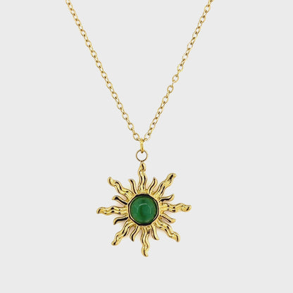 Emerald Sunburst Pendant Necklace