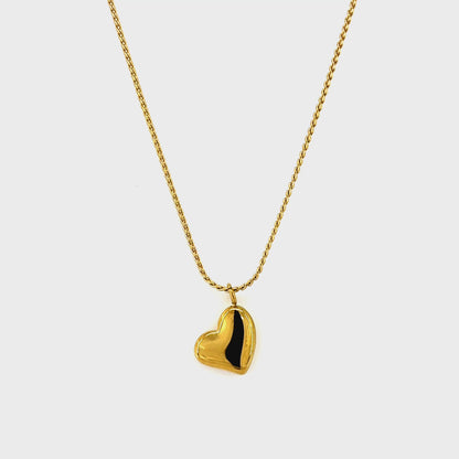 Gold Heart Charm Pendant Necklace