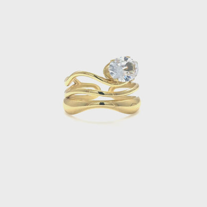 Triple Wave Oval Ring