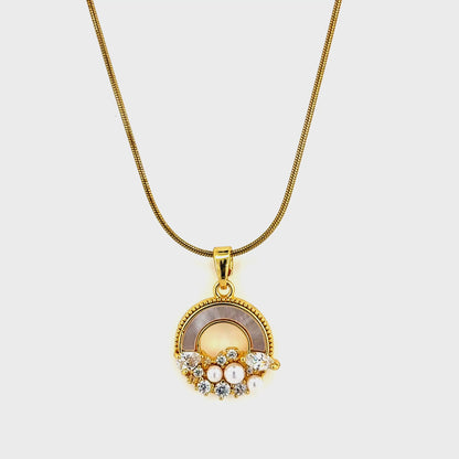 Crescent Pearl Cluster Necklace