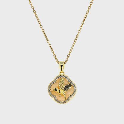 Bird Mother of Pearl Pendant Necklace
