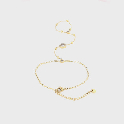 Dainty Oval Halo Hand Chain Bracelet