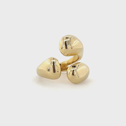 Gold Pebble Trio Ring