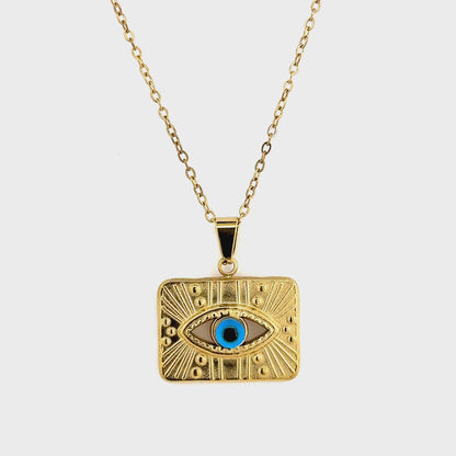 Evil Eye Medallion Pendant Necklace