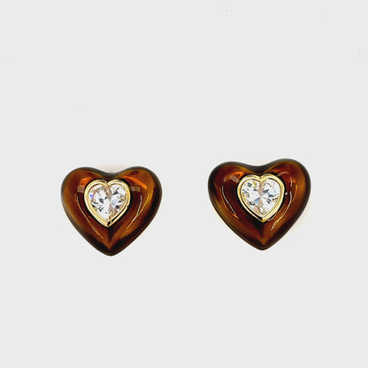 Mocha Heart Stud