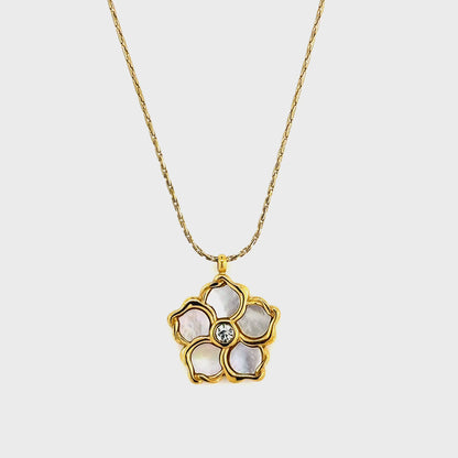 White Blossom Flower Pendant Necklace