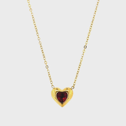 Ruby Heart Pendant Necklace