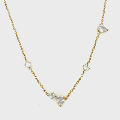 Pear and Round Crystal Necklace