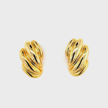 Ribbed Gold Earrings