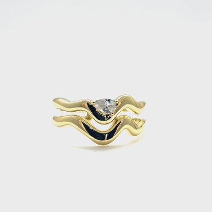 Twin Wave Pear Ring