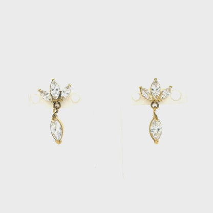 Marquise Leaf Drop Studs